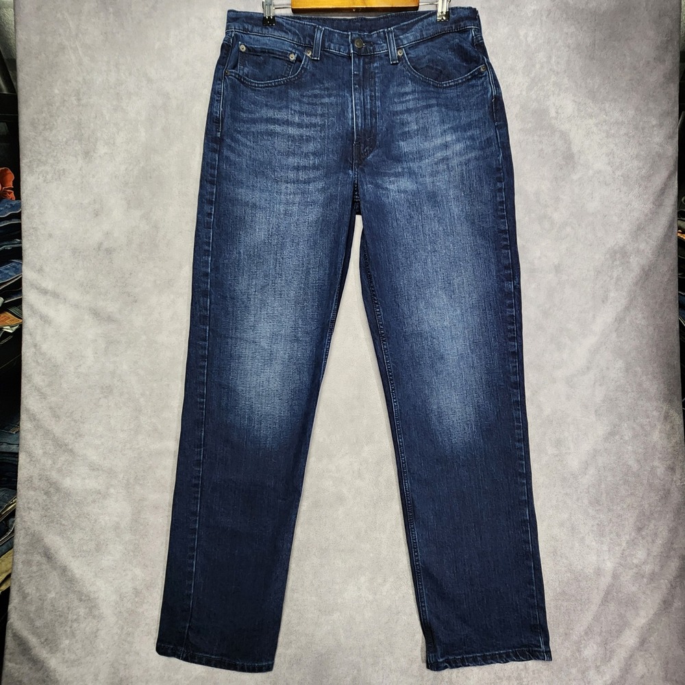 Levis 550 Relaxed Fit Tapered Leg Indigo Blue Jeans Mens 35x34 Stretch Blend - Picture 3 of 16